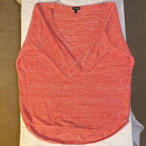 Express Vibrant Coral V-Neck Sweater